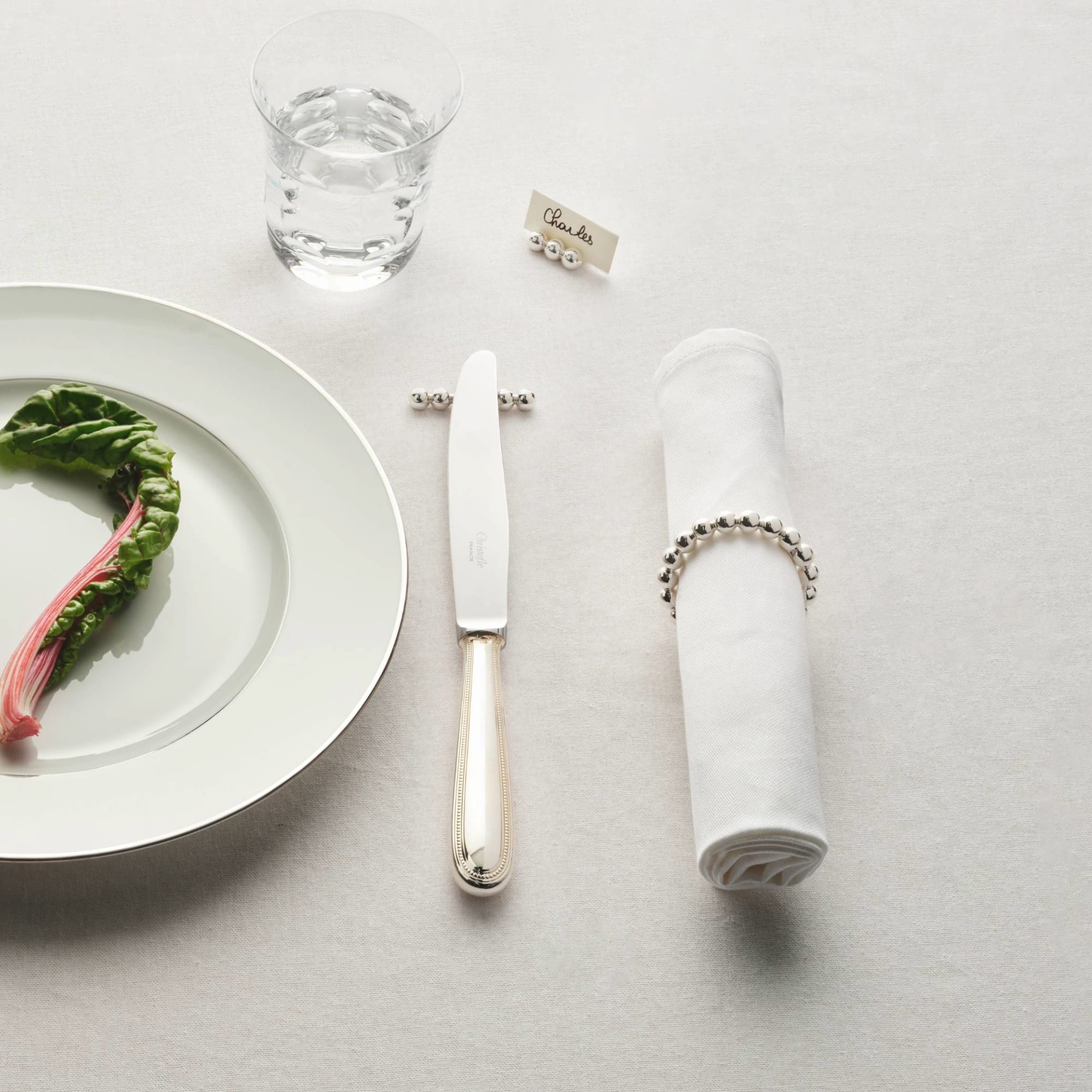 PERLES Silver Plated Napkin Ring, Set of 2